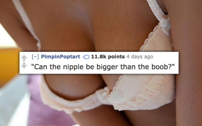 lingerie - PimpinPoptart points 4 days ago "Can the nipple be bigger than the boob?"