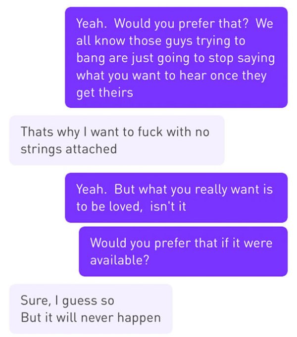 Girl wants stranger to f*** her to get over ex, and man’s response is life-changing