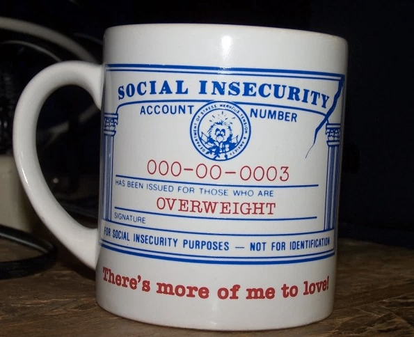 mug - Social Insecurity Accounta Number 000000003 Has Been Issued For Those Who Are Overweight Signature Sucial Insecurity Purposes Not For Ide Es Not For Identification Here's more of me to love