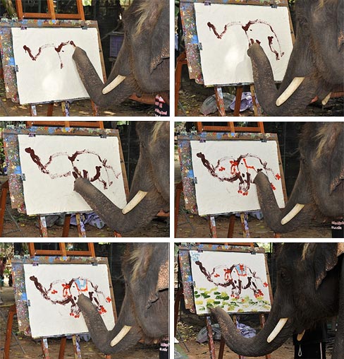 Elephant painting an Elephant