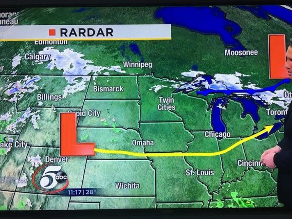 map - orans uneau Rardar Eumonton Moosonee Calgary Winnipeg Era Bismarck Billings Twin Cities pid City Toront Chicago Omaha Denver Cincin St. Louis abc Wichita |28 1989