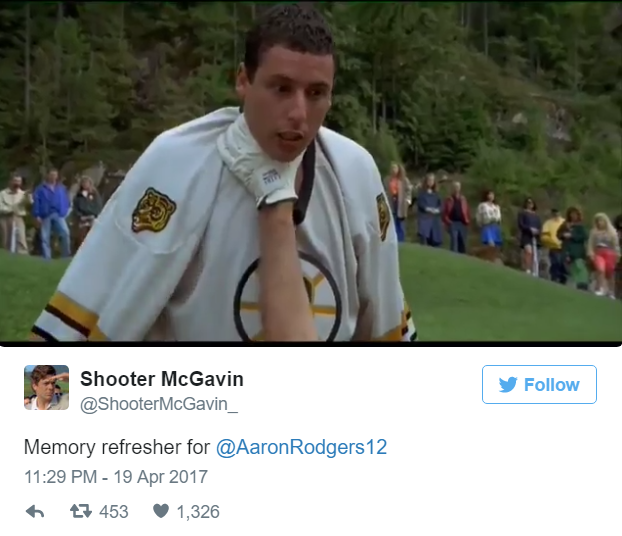 Shooter McGavin And Aaron Rodgers Got Into A Twitter Fight Over 'Happy Gilmore' 