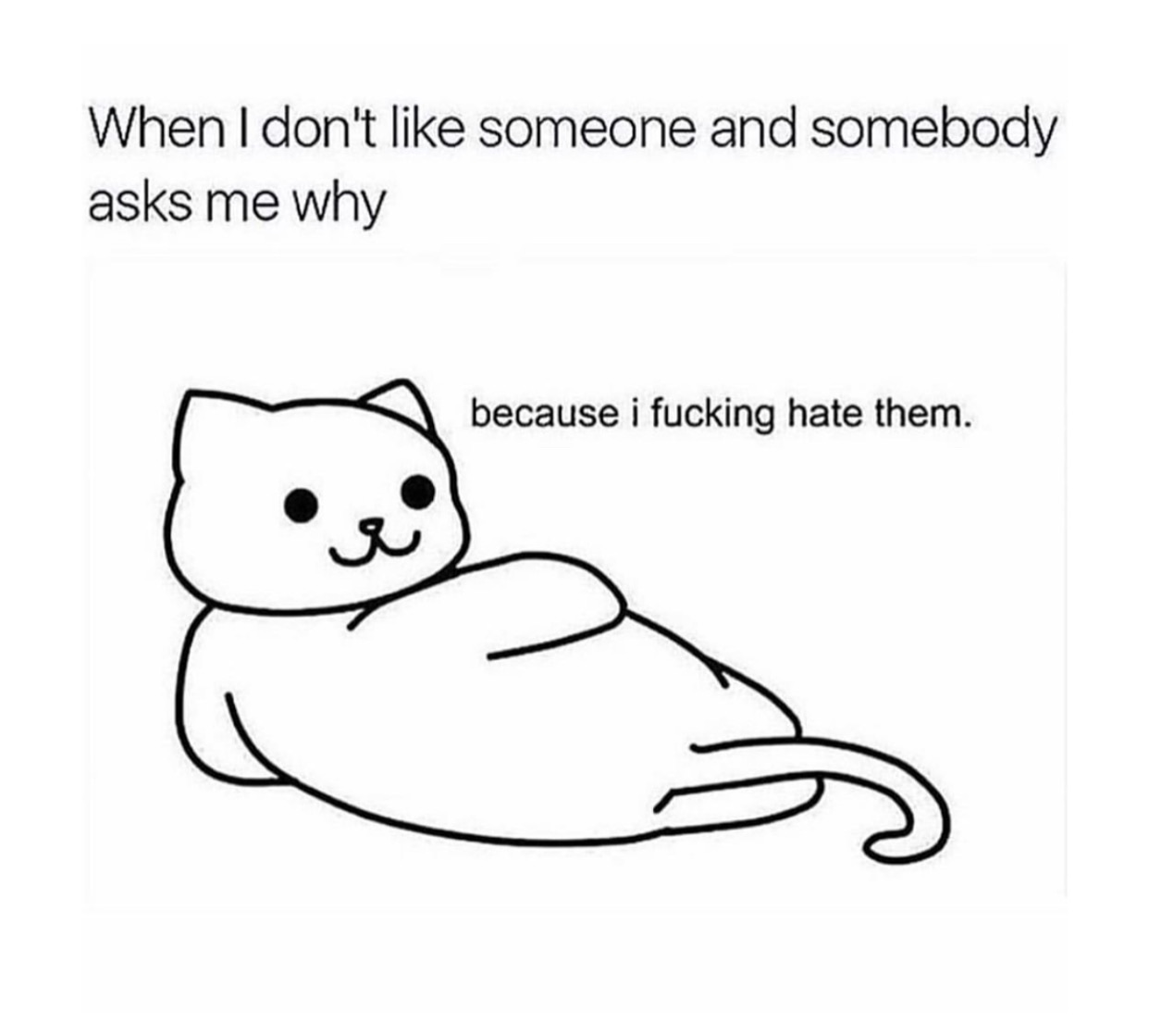 because i fucking hate them meme - When I don't someone and somebody asks me why because i fucking hate them.