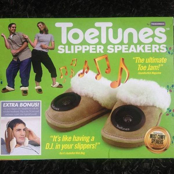 Gift - | The Xml ToeTunes Slipper Speakers "The ultimate Toe Jam! Stunnit Extra Bonus! More ToTunes "It's having a Dj. in your slippers! Jems Aanliot War