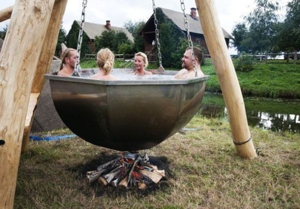 russia diy wood fired hot tub
