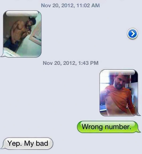 wrong number text - , , Wrong number. Yep. My bad