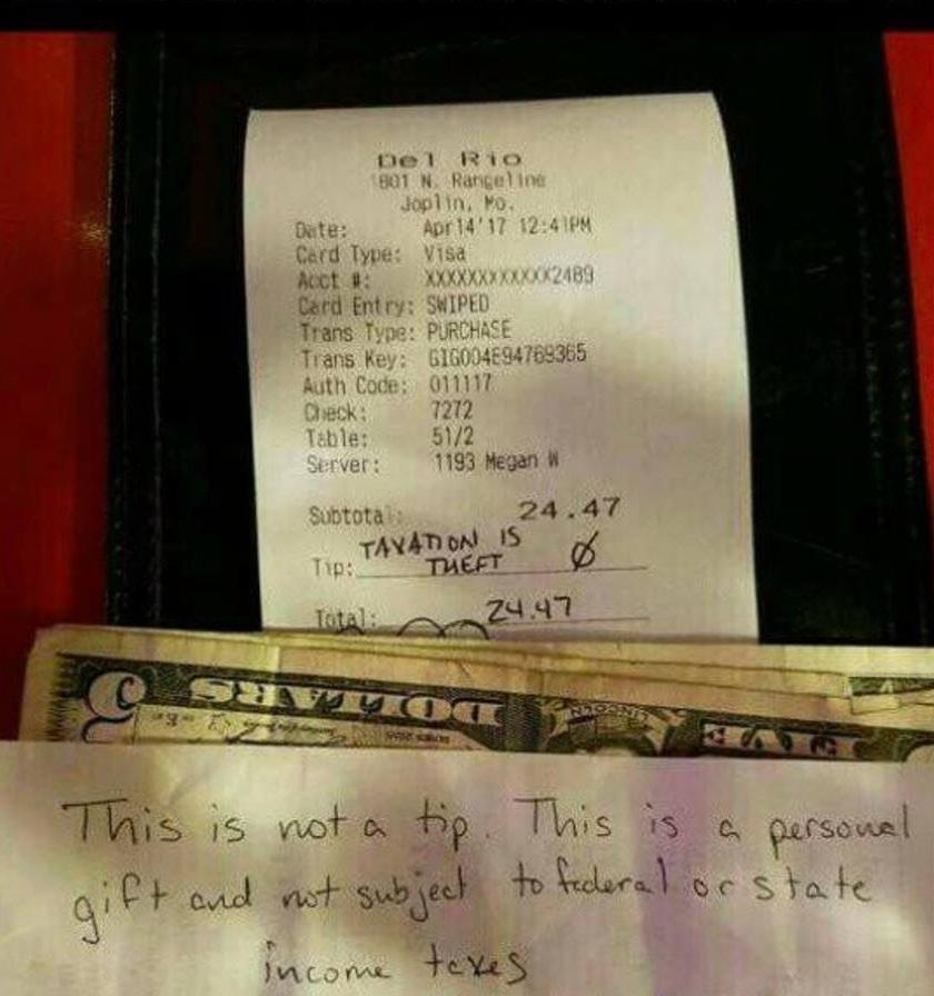The Libertarian way to leave a “tip”
