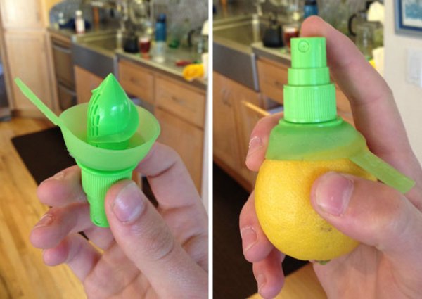 Just screw in this little plastic piece to your lemons or limes and spray on the perfect amount of flavor to your dishes.