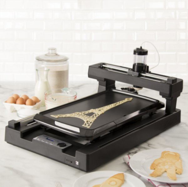 PancakeBot prints beautiful breakfast wonders in any shape you can imagine. The 3D printer dispenses batter right onto a hot griddle, and it comes with an entire library of printable art to choose from.