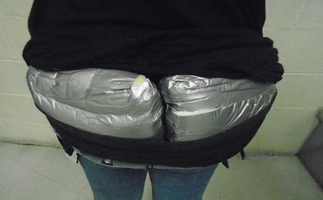 A woman attempted to smuggle heroin from Mexico to the US by taping it to her butt.