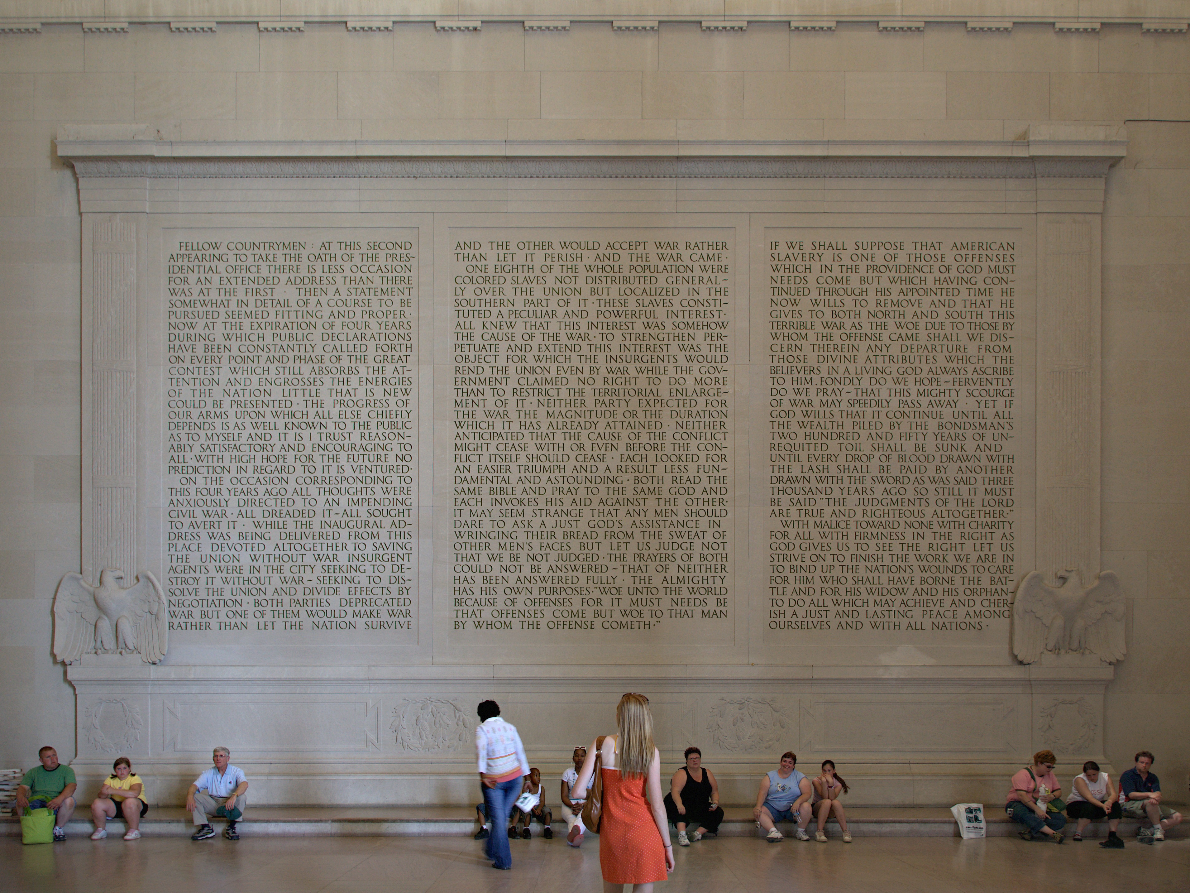 Lincoln’s Second Inaugural Discussing Why The Civil War Happened, Carved in the Lincoln Memorial Right Next to the Statue