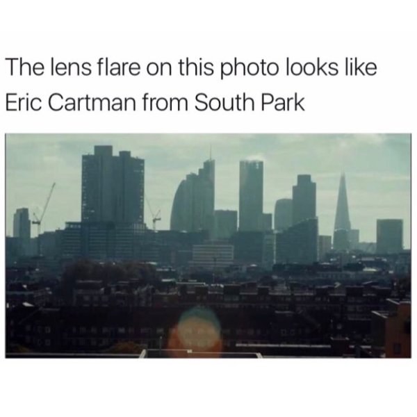 south park lens flare - The lens flare on this photo looks Eric Cartman from South Park