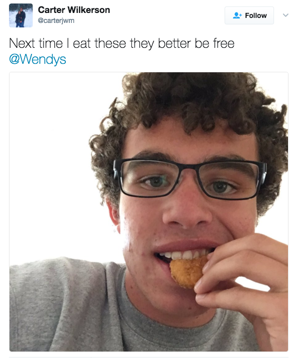 A little more than a month ago, 16-year-old Carter Wilkerson asked Wendy’s how many retweets it would take to get free chicken nuggets for a year. Wendy’s set the bar extremely high and still maybe impossible with a demand of 18 million. Twitter claims to have 317 million active users, making 18 million just about 5% of their user base.