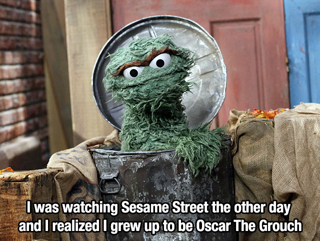 oscar the grouch trash can - I was watching Sesame Street the other day and I realized I grew up to be Oscar The Grouch