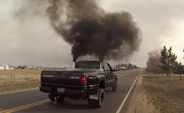 Some people in the USA modify their cars to produce thick black diesel smoke to protest/annoy cyclists and environmentalist. It’s called ‘Rolling Coal’ ….It’s also called being a shit head.