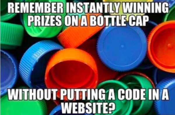 plastic - Remember Instantly Winning Prizes On A Bottle Cap Without Putting A Code In A Website?