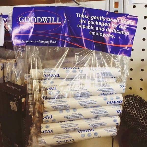 funny thrift store finds - Goodwill These gently used items are packaged by our capable and dedicated employees Our business is changing lives. Vw On Vl Tampax NVi . Xvawvl Viavi