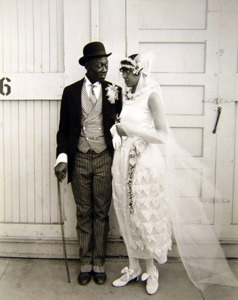 Black couple in their wedding finery, 1920s