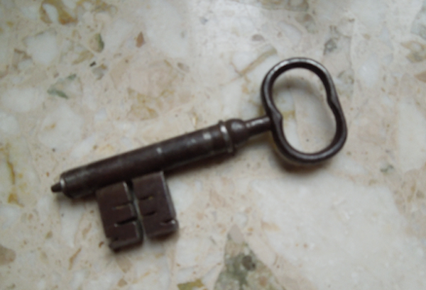 Fortunately, in exploring the home she was given, she found an old key that might fit into the rusted lock of the safe.
Turns out it did.