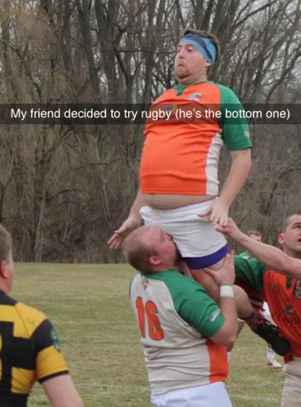 funny rugby - My friend decided to try rugby he's the bottom one