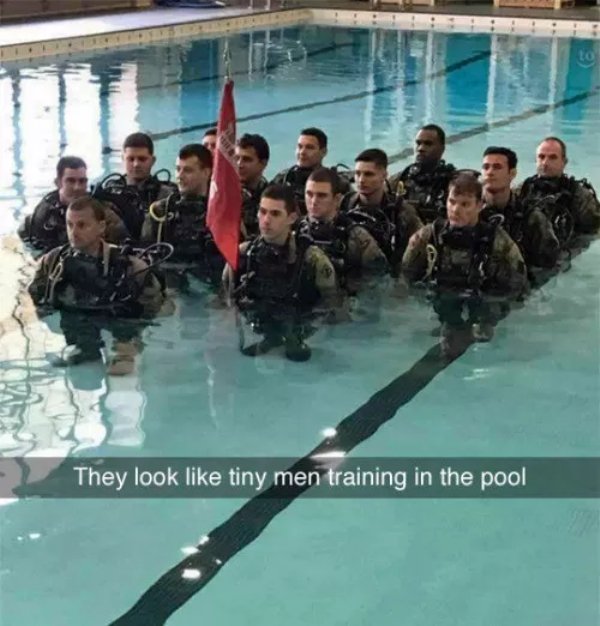 illusions of snapchat - They look tiny men training in the pool