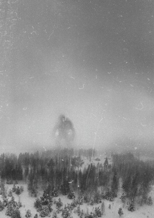 Is this the Great Norwegian Mountain Troll or just a trick of light?
It was taken on December 1942 by the crew of an RAF recon flight 300 miles north of Berge. Whatever it is, we certainly wouldn't want to get caught in that fog alone with this creature.