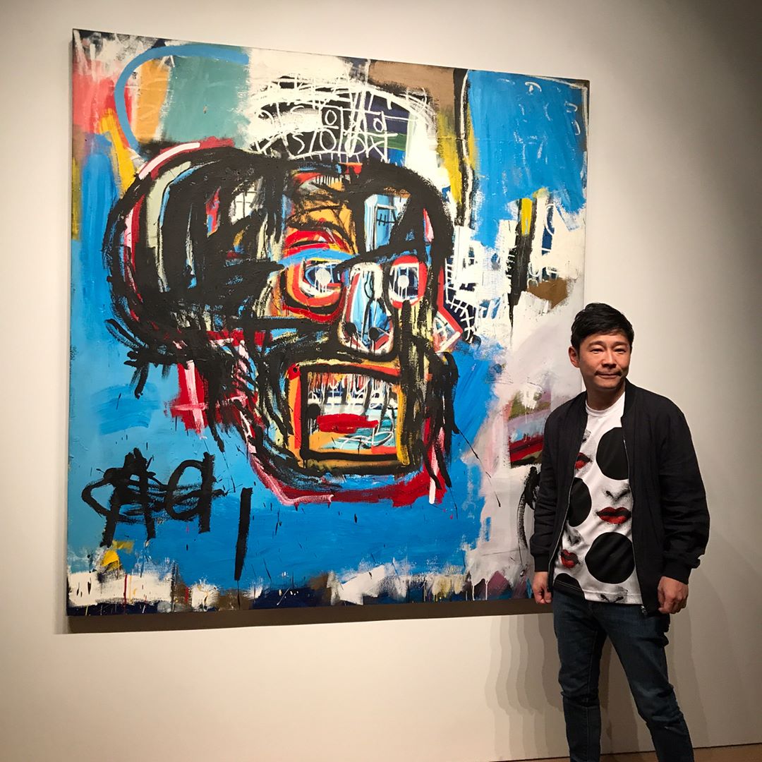This is the guy that just dropped $110.5 Millon on this Basquiat painting. He posted this via his Instagram:

I am happy to announce that I just won this masterpiece. When I first encountered this painting, I was struck with so much excitement and gratitude for my love of art. I want to share that experience with as many people as possible.
Yusaku Maezawa born 22 November 1975, is a Japanese entrepreneur and contemporary art collector. He founded the Start Today company in 1998 and online fashion retail website, Zozotown in 2004.

Net worth: 3.6 billion USD