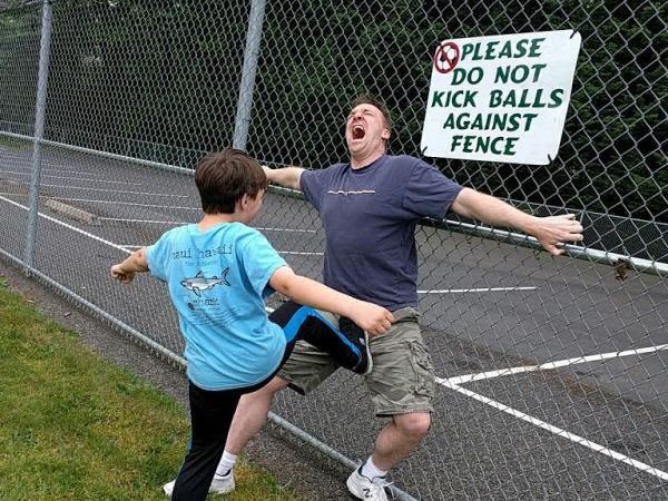 kick in the balls funny - Please Do Not Kick Balls Against Fence