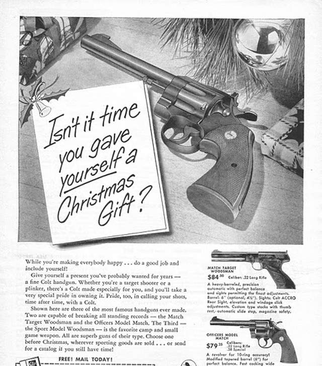Advertisement suggesting you get yourself a gun as a Christmas gift