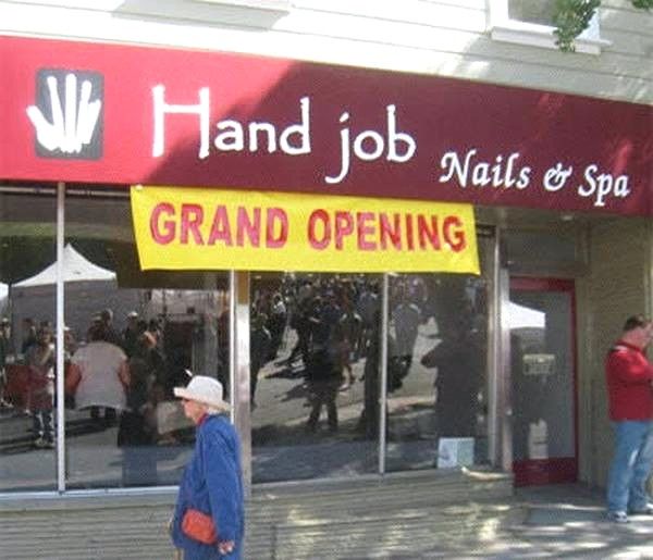 funny business names - I Hand job Nails & Spa Grand Opening