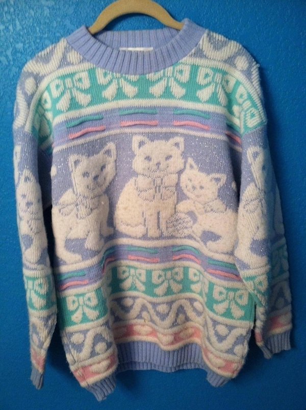 vintage pastel cat sweater