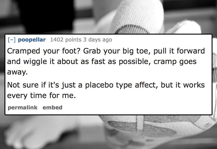 Life hack about what to do when you cramp your toes