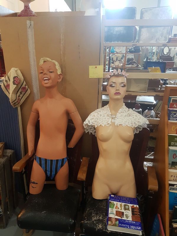 Strange looking mannequins in the thrift shop.