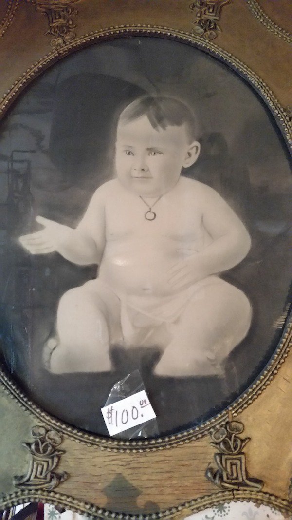 Strange baby portrait.