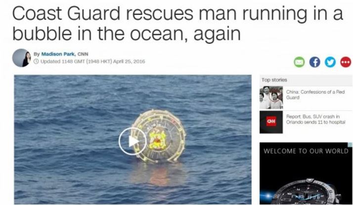 only in florida water resources - Coast Guard rescues man running in a bubble in the ocean, again By Madison Park, Cnn Updated 1148 Gmt 1948 Hkt Top stories China Confessions of a Red Guard On Report Bus, Suv crash in Orlando sends 11 to hospits Welcome T