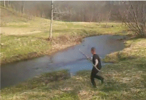 pole vaulting over river gif