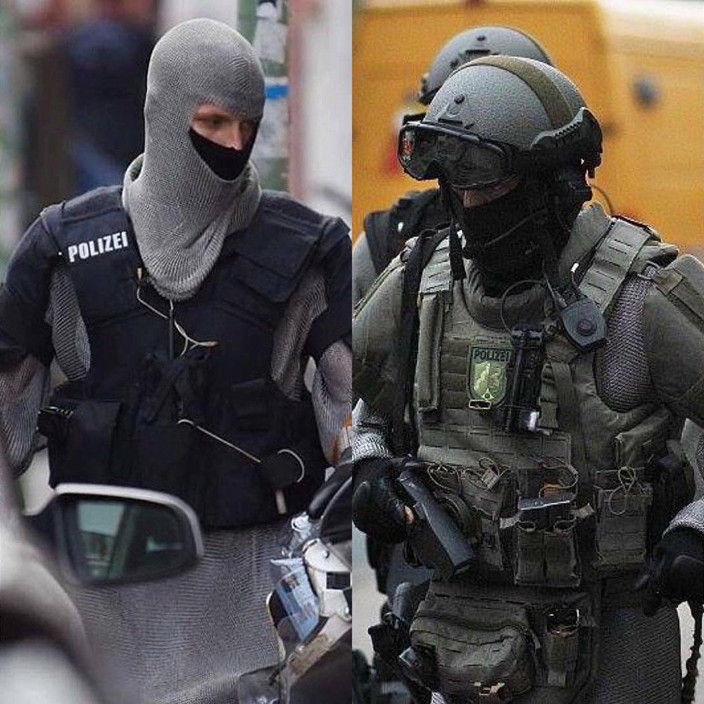 German special forces wearing chainmail armor against stabbing or cutting weapons