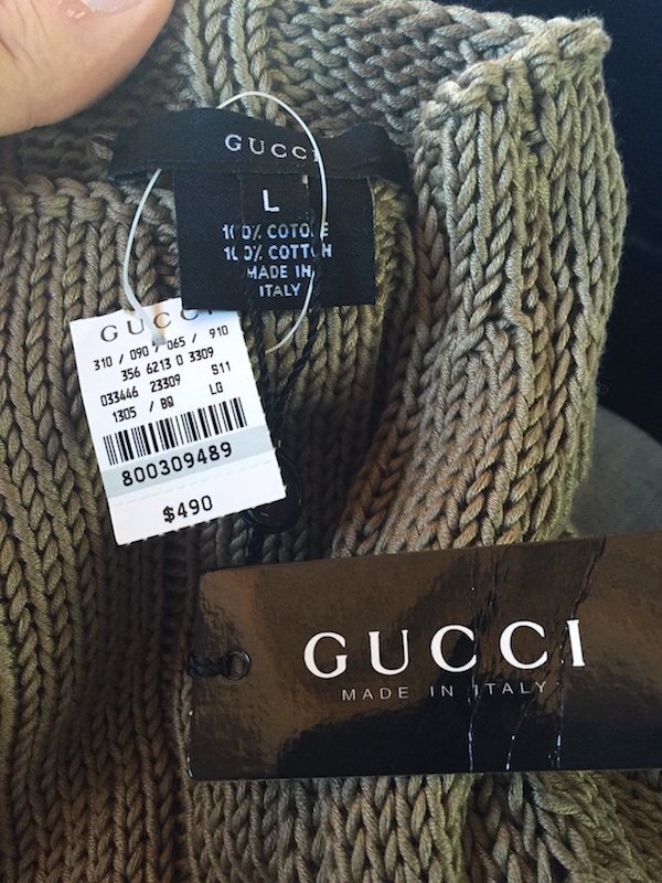 thrift shop gucci - Gucc L. 10% Coto. 16 57. Cotth Made In Italy Guc 310 090 065 910 356 6213 0 3309 033446 23309 S11 1305 B Lo 800309489 $490 Gucci Made In Italy