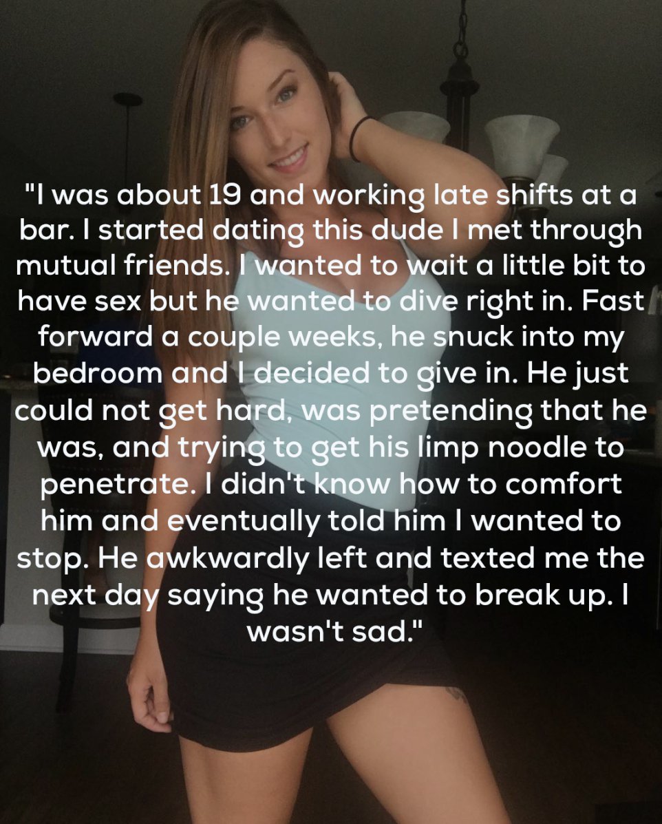 photo caption - "I was about 19 and working late shifts at a bar. I started dating this dude I met through mutual friends. I wanted to wait a little bit to have sex but he wanted to dive right in. Fast forward a couple weeks, he snuck into my bedroom and 