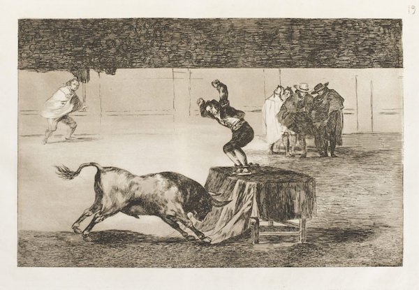 A complete set of artist Francisco de Goya's bullfighting etchings was discovered by chance at the Château de Montigny, in Eure-et-Loir, Northern France in March 2017. A month later, Sotheby's London auctioned the album of 33 etchings (entitled titled La Tauromaquia) off to an anonymous bidder for $530,000. 

The set was discovered tucked away on the back of a library shelf when the castle's new heirs were inspecting it. The etchings were created by the Spanish master in 1815-1816, by using dark umber ink on textured, handmade paper. Fifteen years later, they made their way from the court of Madrid—where Goya had been court painter to King Charles IV—to the Château de Montigny, where they sat unnoticed for over for 150 years.