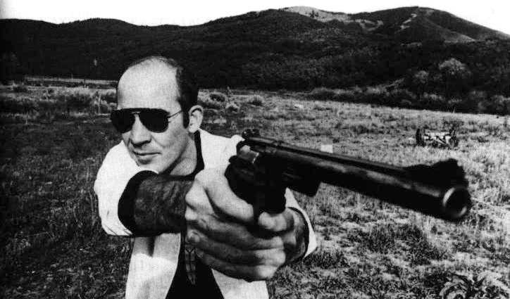 Hunter S. Thompson pranked Jack Nicholson on his birthday by shining a spotlight on his house, blasting a recording of a pig being eaten alive by bears, firing his pistol, and leaving an elk’s heart at the front door, while Nicholson and his two daughters hid in the basement.