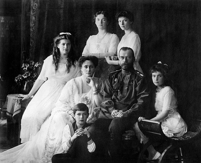 Russian Imperial family – circa 1914.

When Tsar Nicholas II of Russia, George’s first cousin, was overthrown in the Russian Revolution of 1917, the British government offered political asylum to the Tsar and his family, but worsening conditions for the British people, and fears that revolution might come to the British Isles, led George to think that the presence of the Russian royals would be seen as inappropriate. Despite the later claims of Lord Mountbatten of Burma that Prime Minister Lloyd George was opposed to the rescue of the Russian imperial family, the letters of Lord Stamfordham suggest that it was George V who opposed the rescue against the advice of the government. The Tsar and his immediate family remained in Russia, where they were killed by Bolsheviks in 1918. King George V essentially signing his owns cousin’s death certificate.