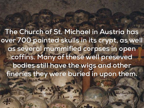 fun fact about The Church of St. Michael in Austria and the 700 skulls it has there.
