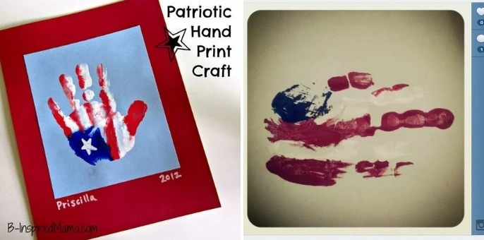 art projects toddlers for independence day - Patriotic y Hand Print Craft 2012 Priscilla Binspired Mama.com