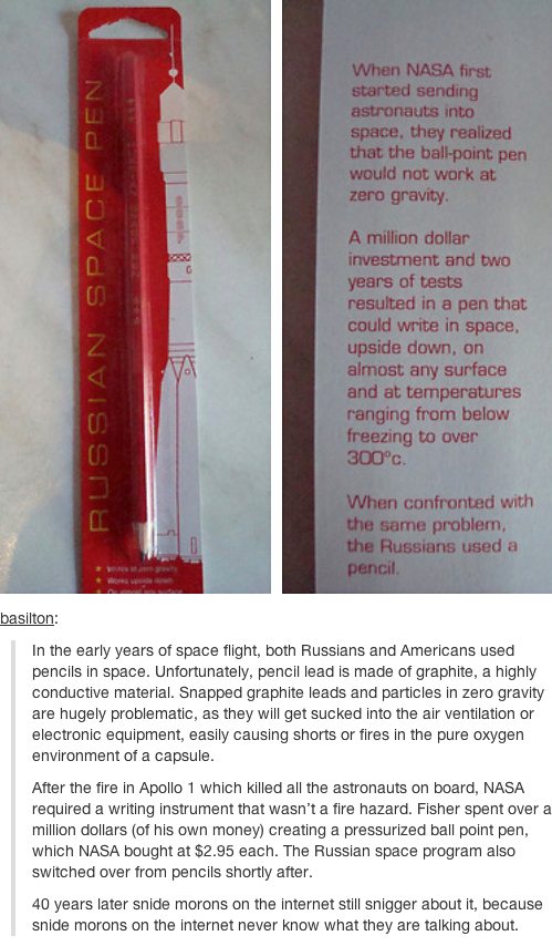 Why they don’t use pencils in space