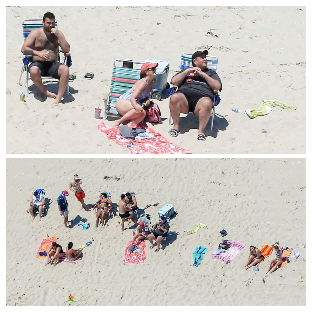 New Jersey Governor Chris Christie & guests enjoying NJ beach — after he ordered state beaches closed