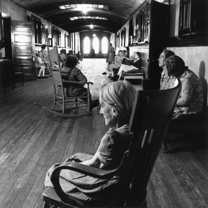 Patients sit inside Ohio’s Cleveland State Mental Hospital in 1946.