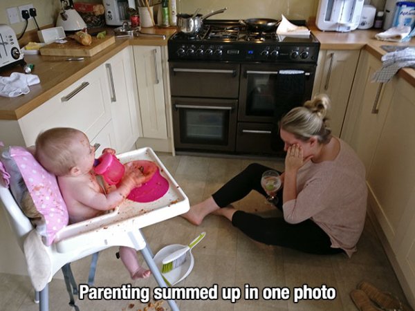 table - Parenting summed up in one photo