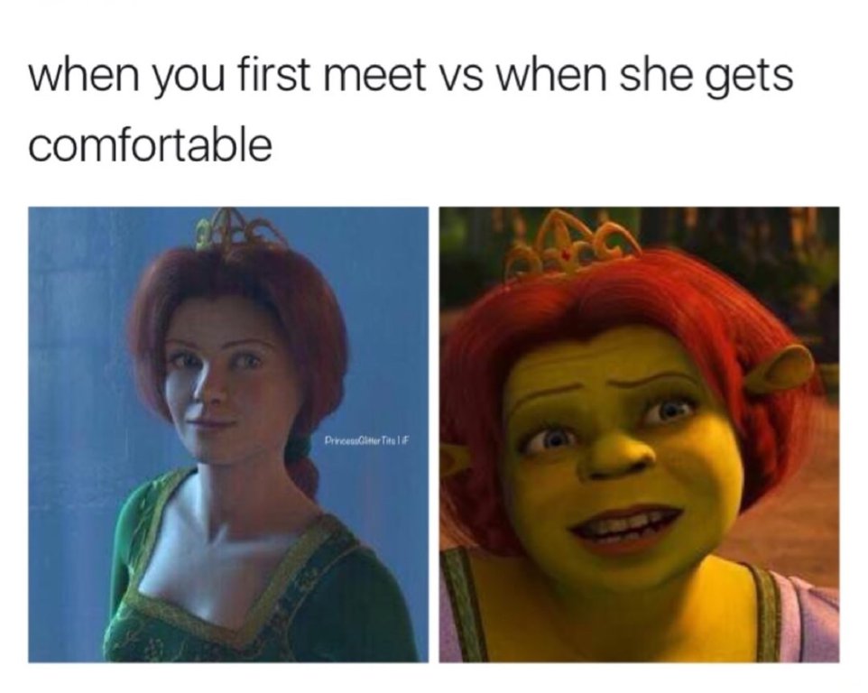 look in mirror vs camera - when you first meet vs when she gets comfortable Princetter Titelf