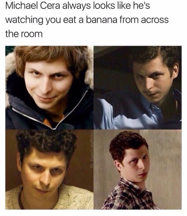 scott pilgrim vs the world - Michael Cera always looks he's watching you eat a banana from across the room Ig SuperLazy Robot